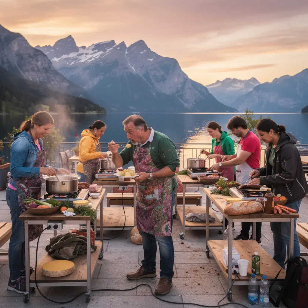 Ein Teilnehmer, der mit einem Kochbuch in der Hand neue Rezepte studiert.