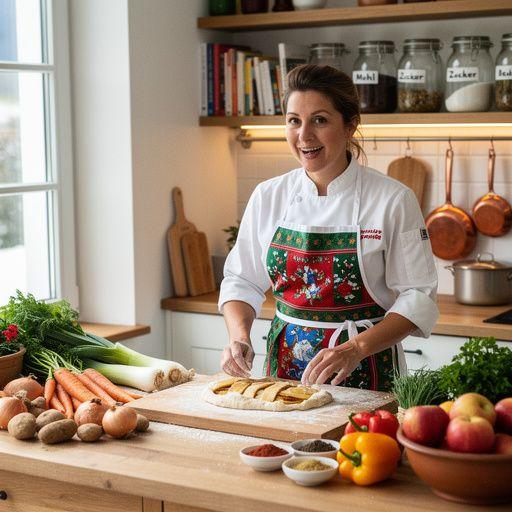 Ein traditionelles Г¶sterreichisches Gericht, kunstvoll angerichtet auf einem Teller.