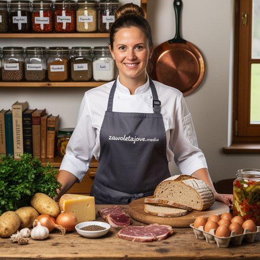 Blick auf die Alpenlandschaft durch ein Fenster einer gemГјtlichen KГјche.